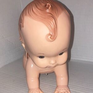 Playmates VTG Crawling Baby Doll with Brown Hair 7” long